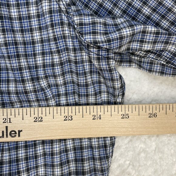 Eddie Bauer Shirt Mens Sz XL Blue Plaid Classic Fit Heavyweight Cotton Blend - Picture 3 of 8